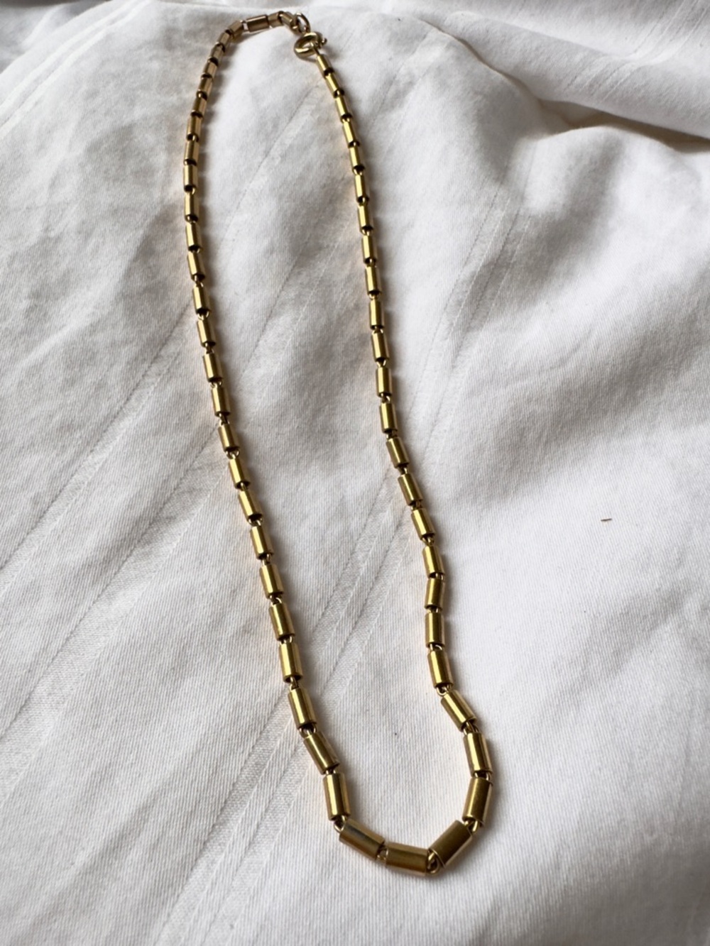Vintage Brass Tube Chain Choker Necklace - Picture 4 of 5